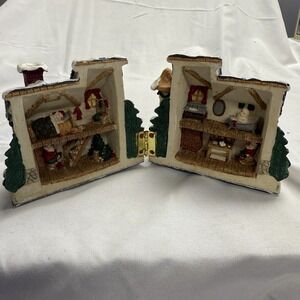 Vintage Reindeer Run Collectibles Christmas Resin Hinged House Santa Elves 1993
